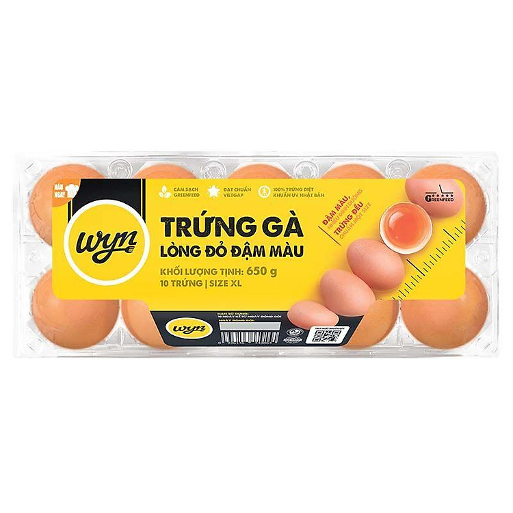Trứng gà Wyn hộp 10 size XL 650g (hộp)