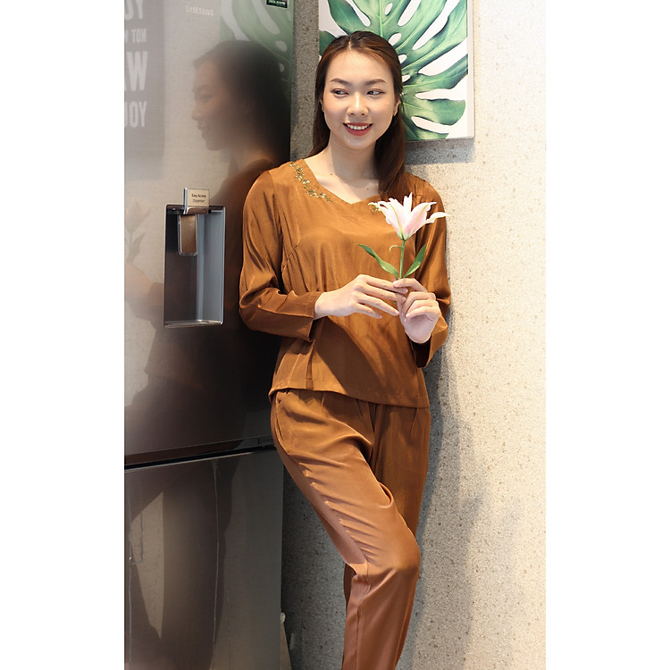 SET LỤA NHUNG THÊU CHÍNH HÃNG FEZZIO SANG TRỌNG