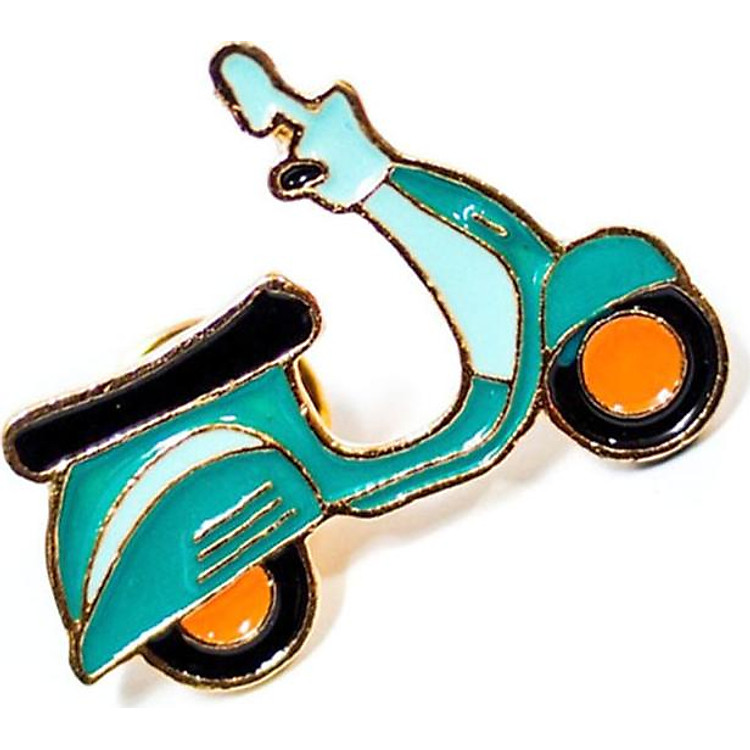 Xe Vespa xanh ngọc - Pin sticker ghim cài áo