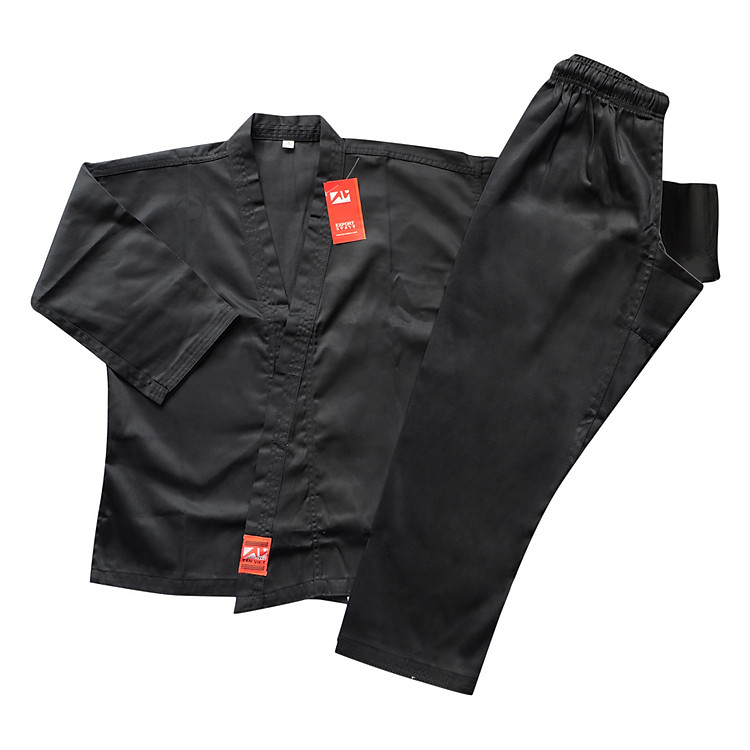 Võ Phục Võ Cổ Truyền Tân Việt Đỏ 2 Vạt Xuất Khẩu DPVTVPCT2VTVD - Đen