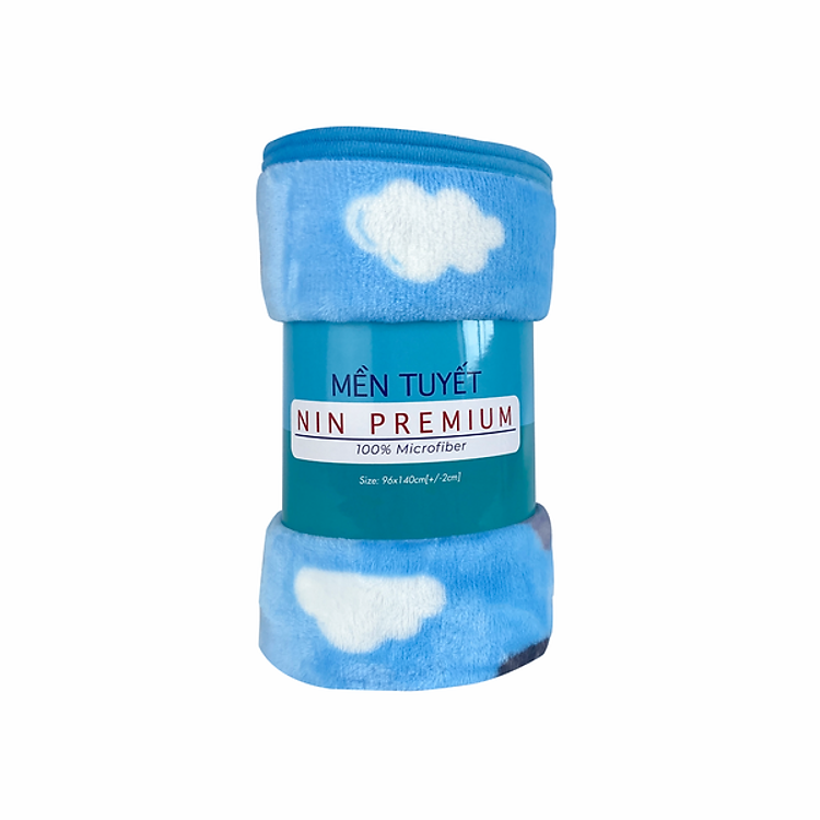 Mền tuyết NIN House hoa văn Lovely Cloud 1m3x2m, 1m6x2m sợi microfiber cực kỳ ấm, mịn màng fleece blanket dùng văn phòng, xe hơi, máy bay