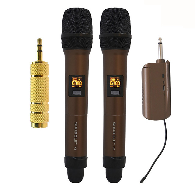 Micro Không Dây Shubole K8 + 1 Jack Chuyển 6. Qua 3 - Hàng Chính Hãng