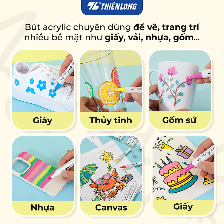 Bút Sơn Thiên Long Colokit 24 Màu (Acrylic Markers 2 đầu ngòi) - Ảnh 4