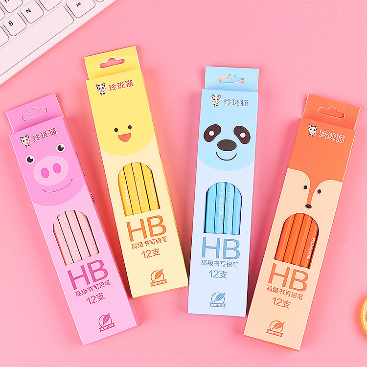 Hộp 12 Cây Bút Chì HB Hình Thú Siêu Dễ Thương