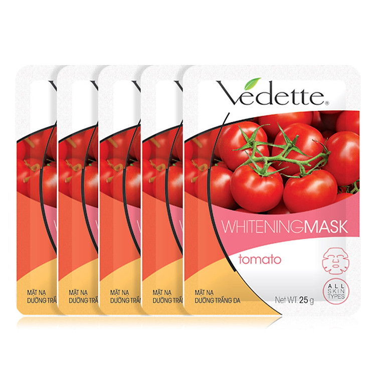 Lô 5 Mặt Nạ Giấy Dưỡng Trắng Da Vedette Cà Chua 25g