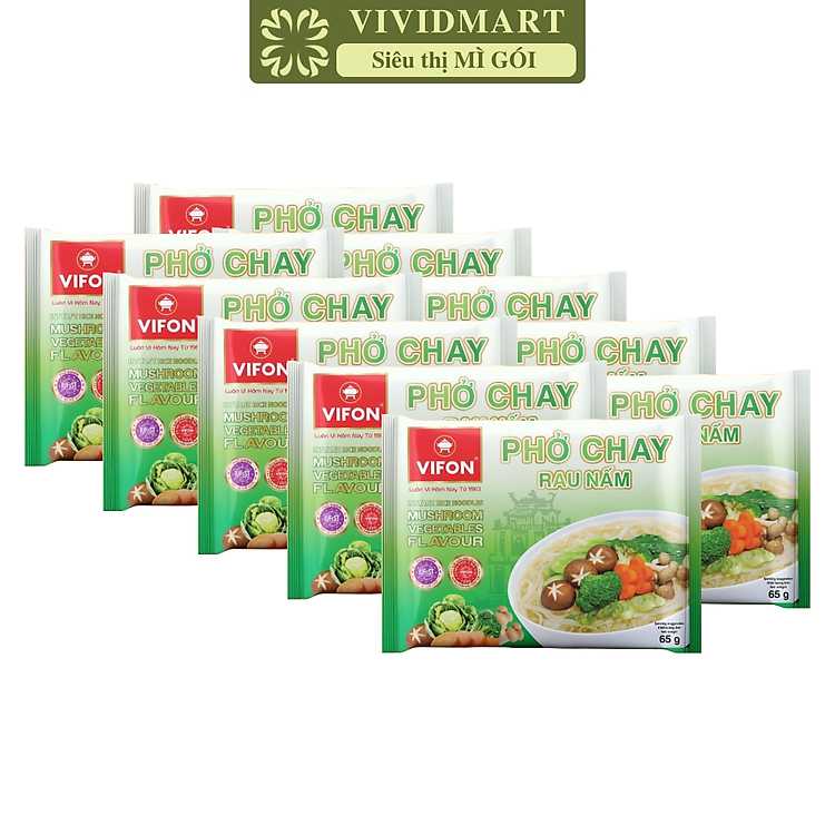 VIFON - Phở Vifon chay rau nấm, Phở chay rau nấm Vifon, Phở chay Vifon ăn liền, Phở chay ăn liền Vifon, Phở gói Vifon (65g/gói)