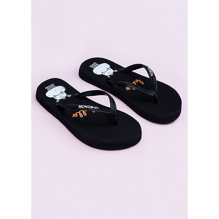 Dép nữ đi biển xỏ ngón in hình họa tiết hà mã dễ thương thời trang Erosska DK016