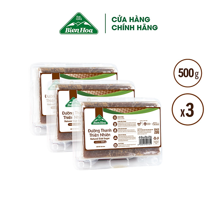 Combo 3 Hộp Đường thanh thiên nhiên Biên Hòa 500gr/Hộp