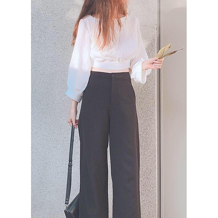 Áo Croptop Tay Phồng Thắt Nơ