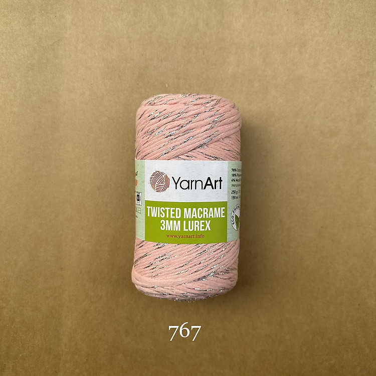 Sợi Twisted Macrame 3 MM Lurex nhập khẩu từ Yarnart, đan móc giỏ xách, nón, trang trí nội thất, vỏ ghế