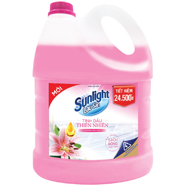 Chai Nước Lau Sàn 3.8 KG Sunlight Lưu Lại Hương Thơm Dài Lâu - Tạo Không Gian Sống Thoáng Mát - Mang lại Sự Thư Giãn Cho Cả Gia Đình Hương Hoa Lily & Hương Thảo Tinh Dầu Thảo Mộc - Sạch Bóng Vượt Trội