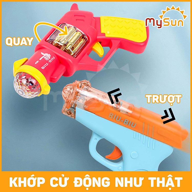 Súng nhựa lục ngắn cho bé có đèn Chính hãng Ưu đãi - Hình ảnh 3