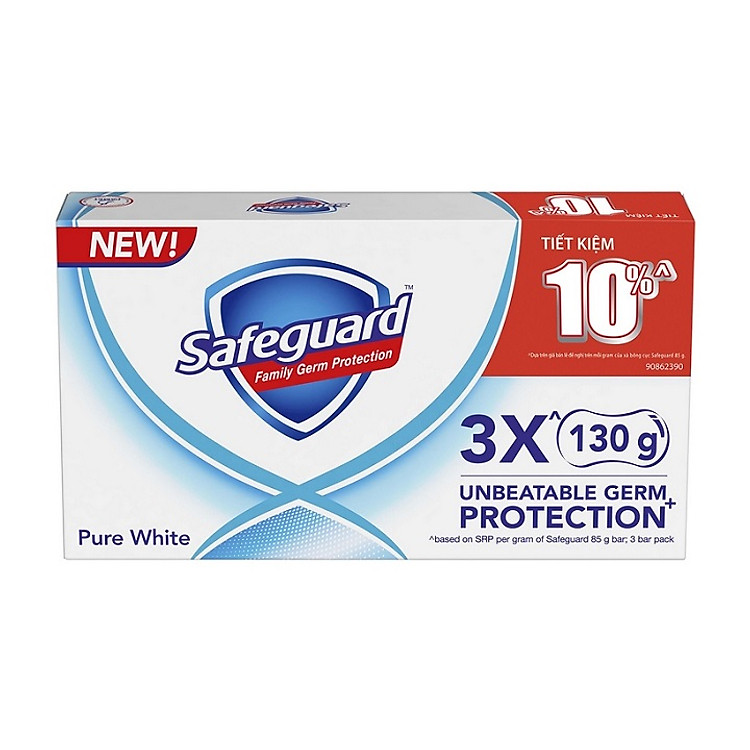 Lốc 3 Xà Bông Cục Safeguard Trắng Tinh Khiết (130g x 3)