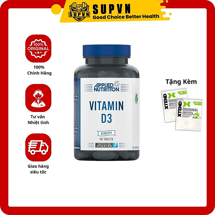 Applied Nutrition VITAMIN D3 3000 IU (90 viên) - Tổng Hợp Canxi, Cải Thiện Sức Khỏe Tim Mạch, Làm Giảm Căng Thẳng Mệt Mỏi