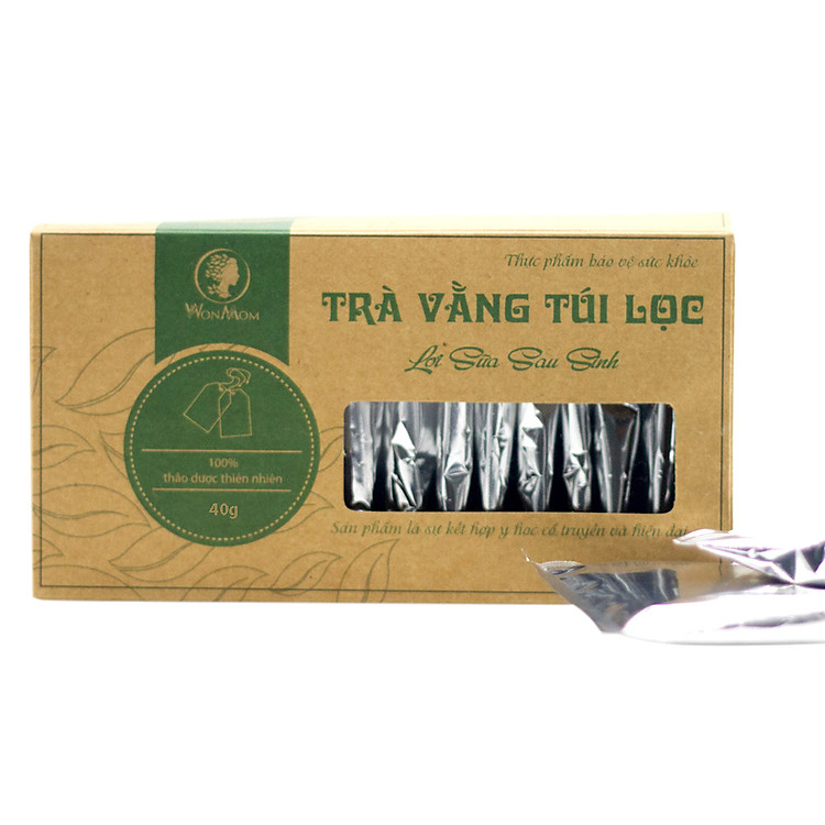 Trà vằng túi lọc lợi sữa, nhanh lấy lại vóc dáng sau sinh Wonmom 40gr ( 20 Túi/Hộp )