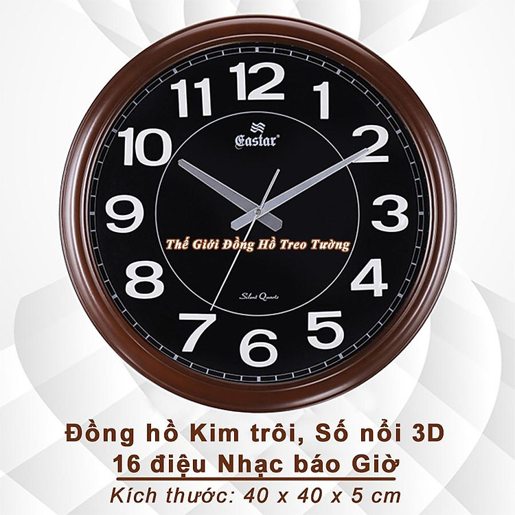 Đồng Hồ NHẠC CHUÔNG Có 16 Điệu NHẠC GÕ Báo Giờ - Máy Kim Trôi EASTAR Nhật - Số nổi 3D - Bảo Hành 1 Năm - Tặng Pin Maxell