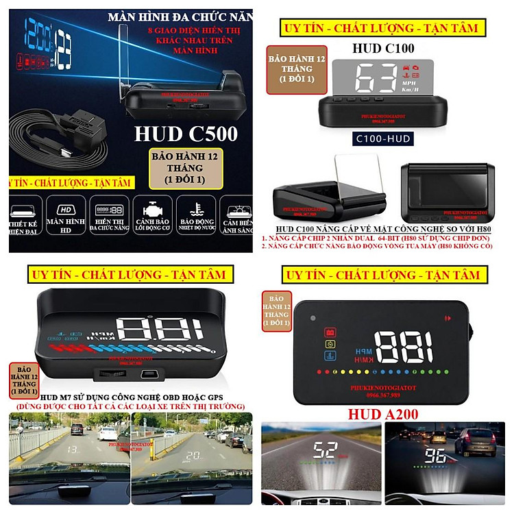 Mua Màn hình HUD C500, M21, M7, C100 cảnh báo tiếng việt, hiển thị tốc ...