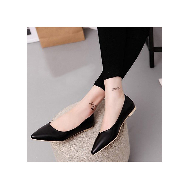 Giày Búp Bê Nữ Mũi Nhọn Black Classic