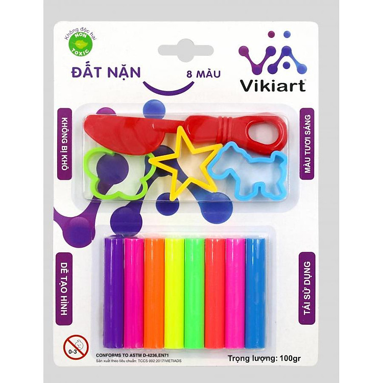 Đất nặn 8 màu Vikiart