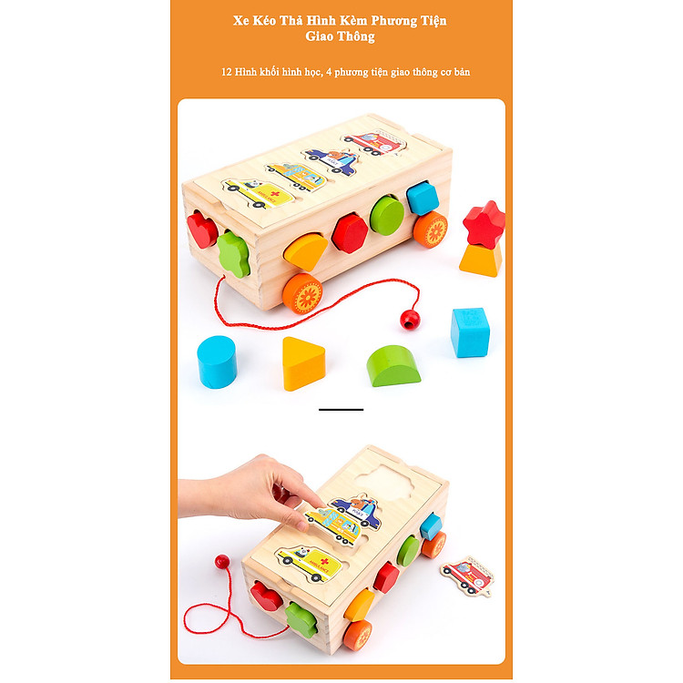 Xe Kéo Thả Hình Đồ Chơi Gỗ Chính hãng Giá rẻ - Hình ảnh 2