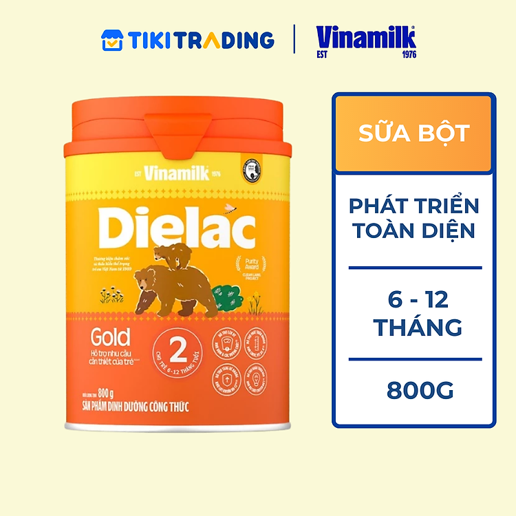 Sữa bột Vinamilk Dielac Alpha Gold 2 800g (cho trẻ từ 6 - 12 tháng tuổi)