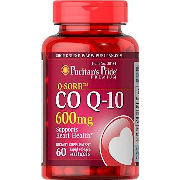 Puritan's Pride Q-Sorb CoQ10 (Coenzyme Q10) 600 mg, Natural Antioxidant, Dietary Supplement for Blood Pressue Management, 60 Rapid Release Softgels