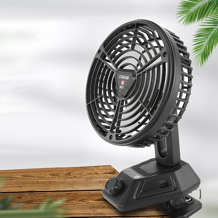 Clip Fan Rotation USB Rechargeable with Light W/ Battery Mini Adjustable