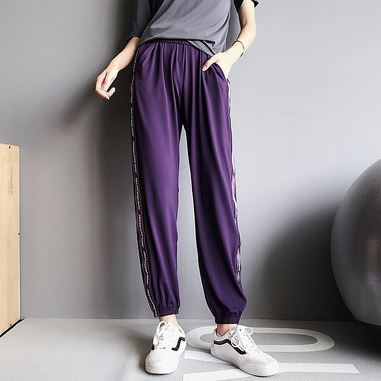 Quần dài Jogger thể thao nữ cao cấp tập gym yoga Aerobic và zuma JG03 tím