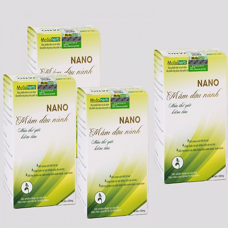 Combo 3 hộp Thực Phẩm chức năng Tinh chất nano mầm đậu nành Metaherb - Tặng 1 hộp cùng loại (Lọ 40 viên)