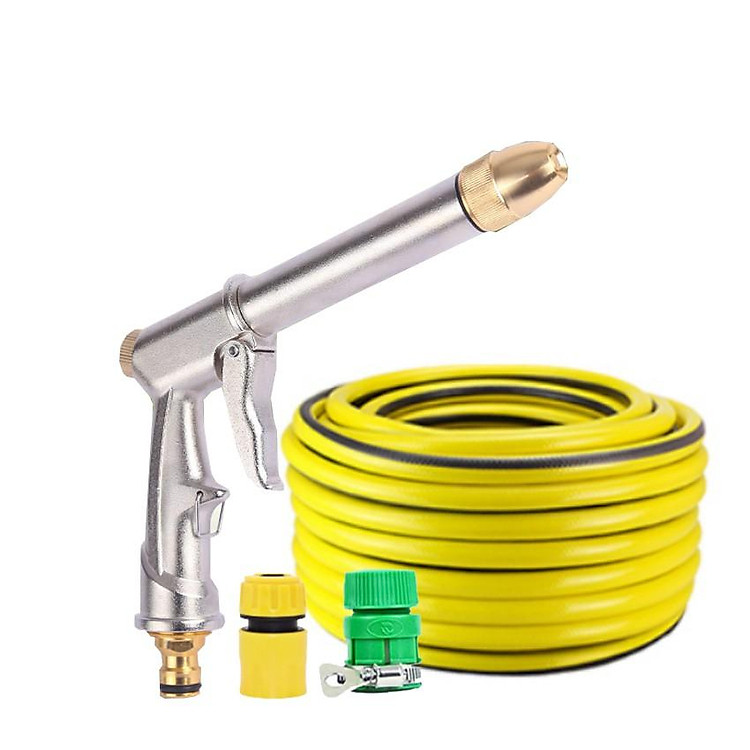 Vòi phun nước rửa xe tưới cây tăng áp + bộ dây bơm nước cao cấp TLG 206810 đầu đồng,nối vàng