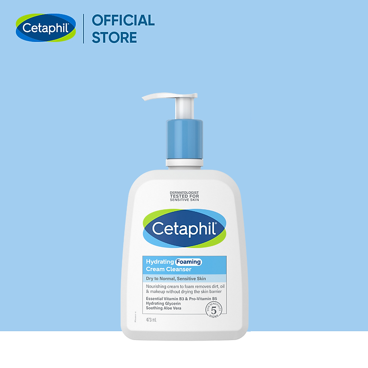 Sữa Rửa Mặt Tạo Bọt Dịu Lành Cho Da Nhạy Cảm Cetaphil Hydrating Foaming Cream Cleanser 473ml