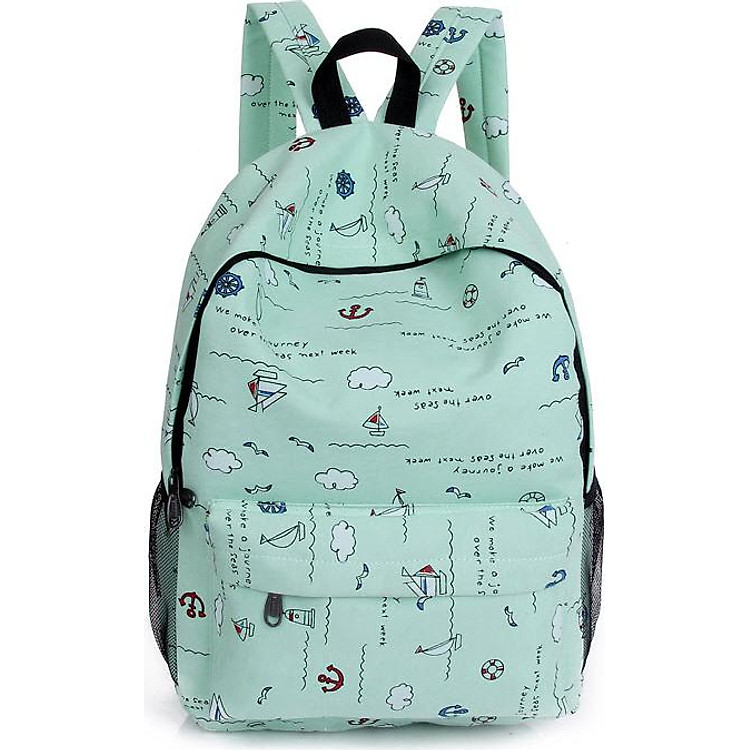 Balo Vải Nữ Đi Học Thời Trang THB76-2 (Xanh ngọc)