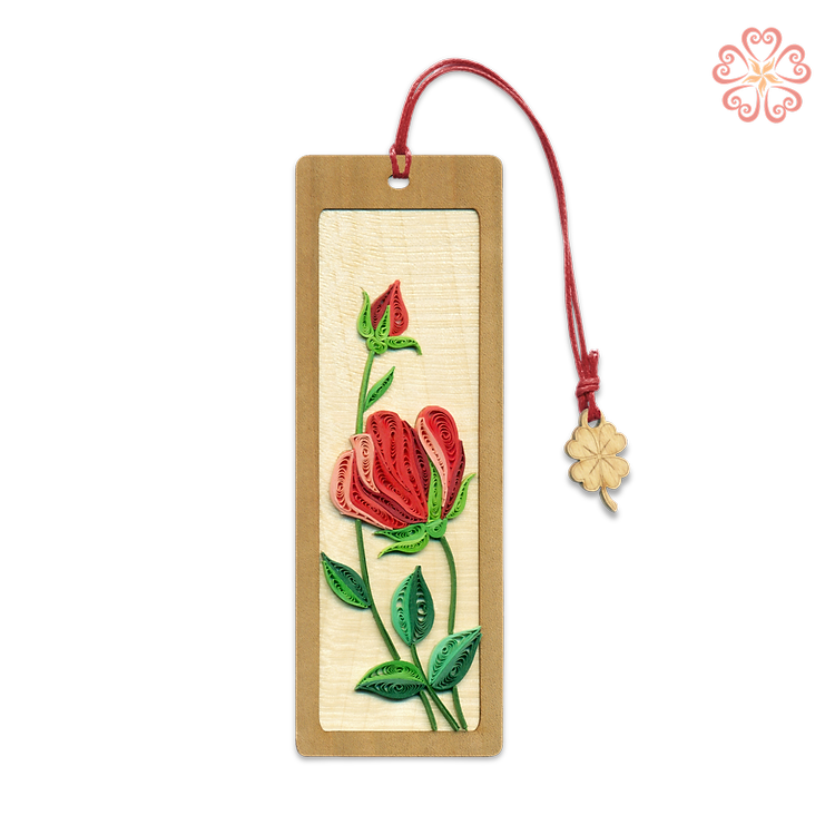 Bookmark Giấy Xoắn Nghệ Thuật - Hoa Hồng Đỏ - Red Rose - Flower - Việt Net - VN6BM412080NN