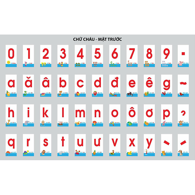 Bộ Thẻ Nhận Biết Chữ Cái và Số (44 thẻ)