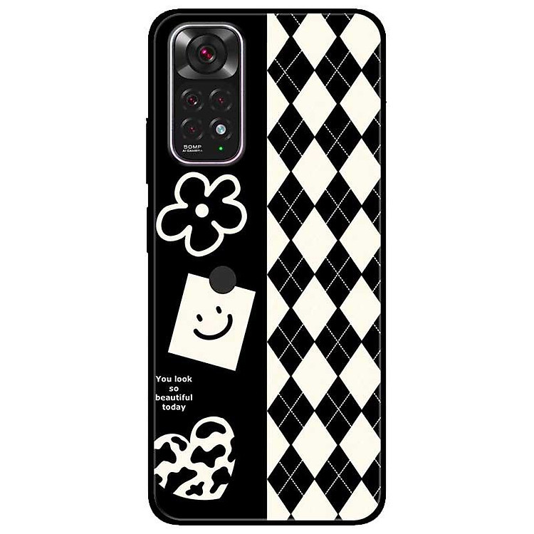 Ốp lưng dành cho Xiaomi Redmi Note 11 4G - Redmi Note 11 5G / Redmi Note 11T 5G / Redmi Note 11S 5G - Hoa Trắng Đen