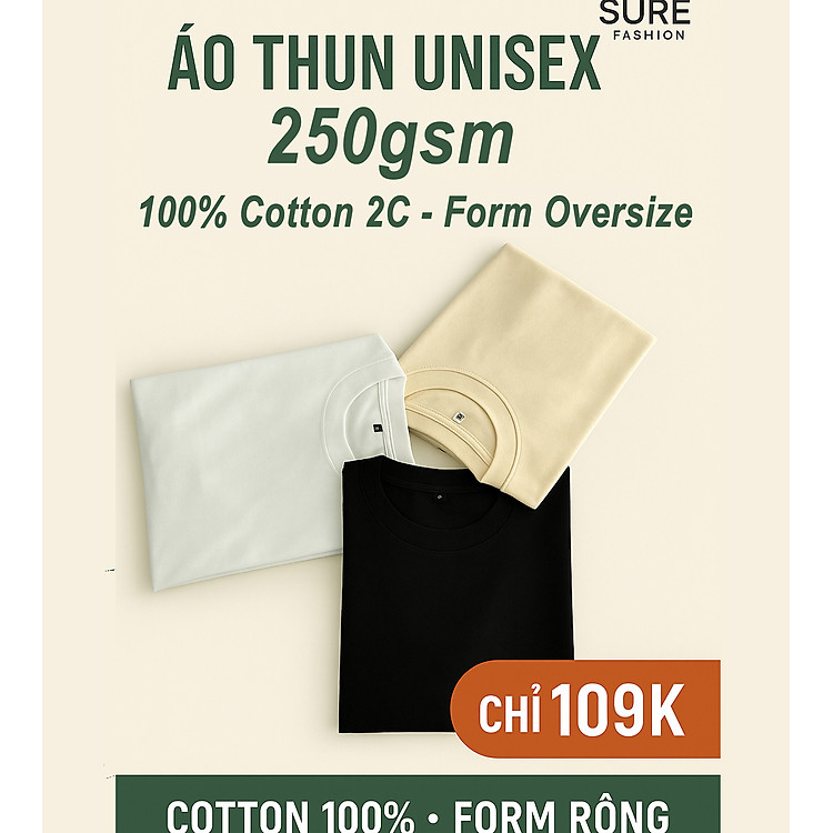 Áo Thun Unisex - Oversize Chất 100% Cotton 2 chiều Dày 250gsm | Nam Nữ Mặc Siêu Đẹp