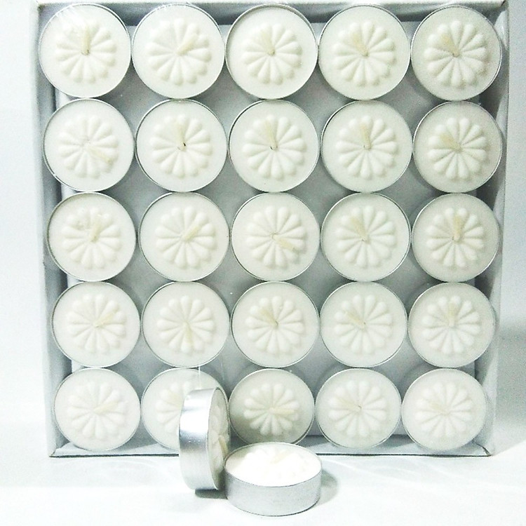 Nến Tealight Hoa Mai 50v/hộp Màu Trắng - Không Mùi Không Khói