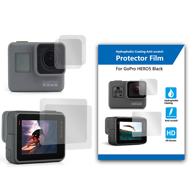 Combo 4 miếng dán cho Gopro 5 6 7 black white silver - cường lực chống trầy bảo vệ (dán được 2 lần)