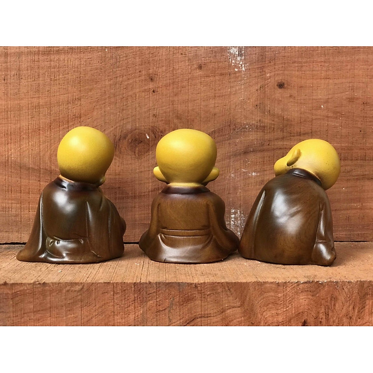 Chú Tiểu An Nhiên Gỗ Bách Xanh (6×7×8cm) - Ảnh 2