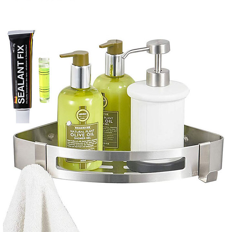 Kệ góc để đồ nhà tắm dán tường inox 304 bóng Hobby Home Decor KG1