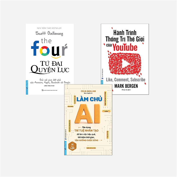Sách Combo 3 Cuốn The Four Tứ Đại Quyền Lực + Làm Chủ AI + Hành Trình Thống Trị Thế Giới Của YouTube - First News
