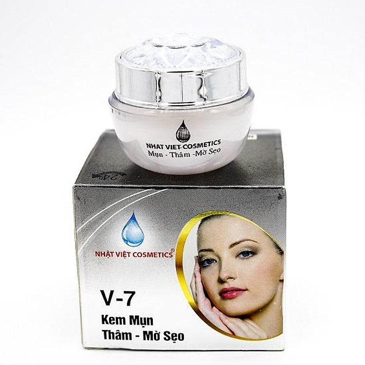 Kem v7 Mụn, Xóa Thâm, Liền Sẹo Ngọc Trai Đen, Sữa Ong Chúa 12g