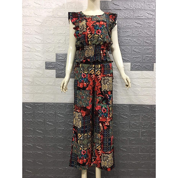 Bộ lụa dài ống rộng mặc nhà siêu sinh