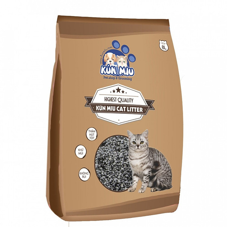 Cát vệ sinh cho mèo Kún Miu Carbon Coffee hạt tròn (8L)
