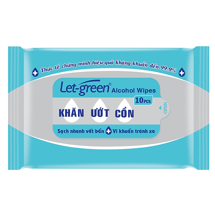 Combo 24 Gói Khăn Ướt Cồn Let-green (10 Tờ x 24)