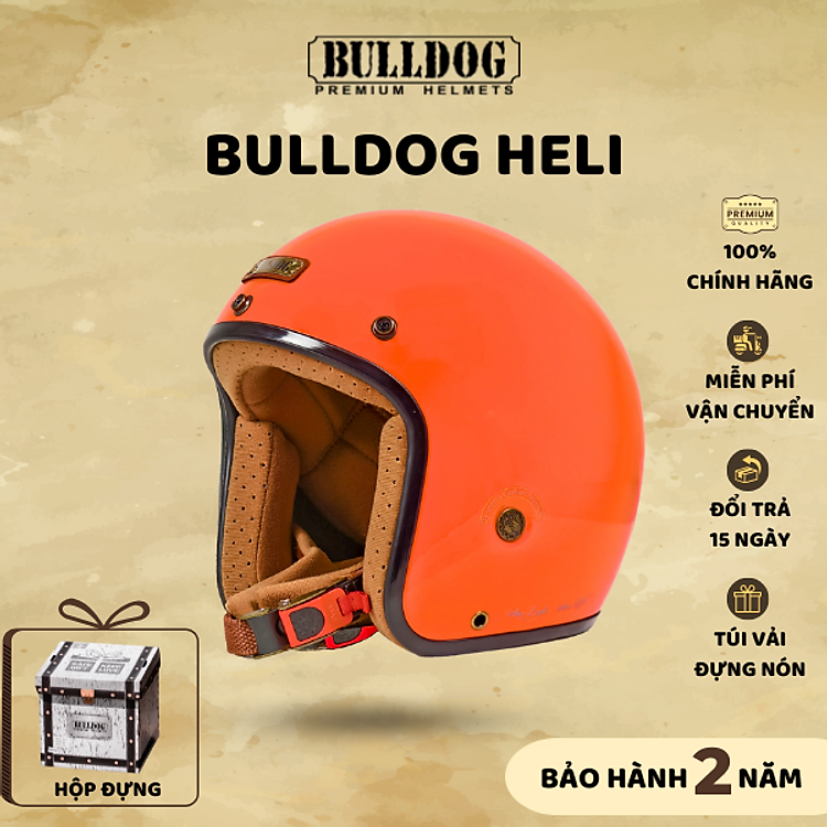 Mũ Bảo Hiểm 3/4 Cổ Điển BULLDOG Heli Sợi Thuỷ Tinh