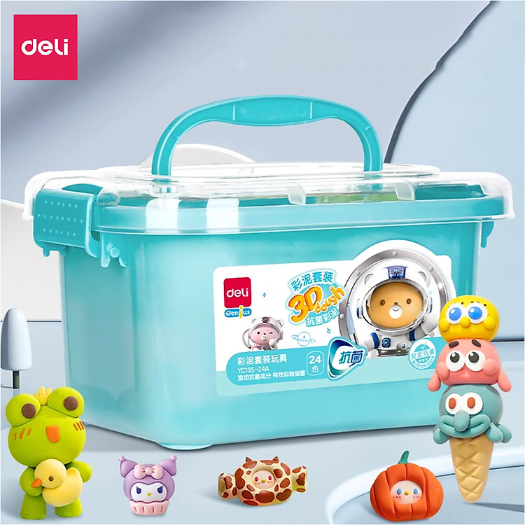 Bộ Đất Nặn 3D Deli 12 Màu An Toàn Chính hãng Tiết kiệm - Hình ảnh 2