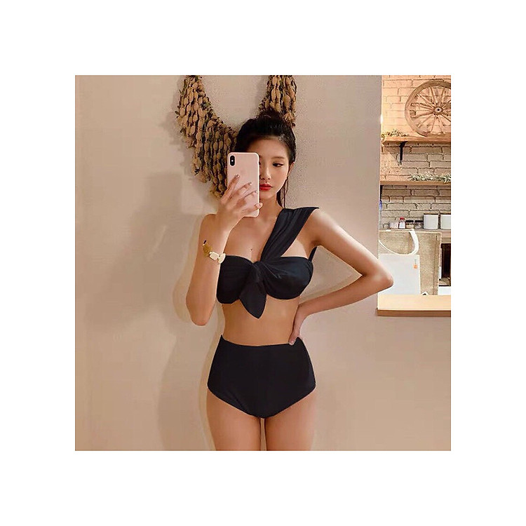 Bikini áo tắm nữ đẹp hai mảnh quây có gọng lệch vai mặc đi biển đi bơi