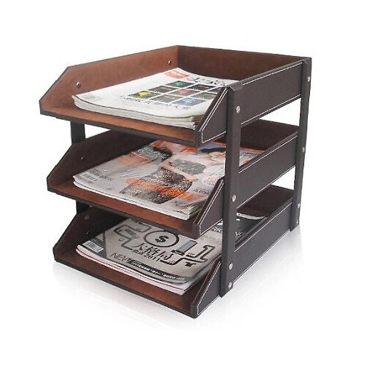 Khay đựng tài liệu 3 tầng bằng da cao cấp