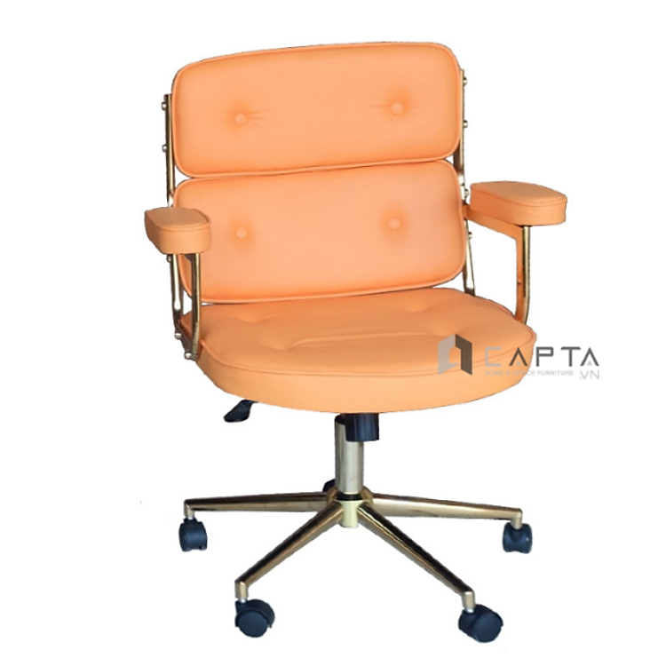 Ghế xoay học sinh học bài cấp 2 cấp 3 CE1027-P Nội thất Capta Ghế học sinh cao cấp Nệm dày bọc PU cao cấp màu trắng cam xám khung và chân thép mạ vàng bóng sang trọng bánh xe nhựa hcm